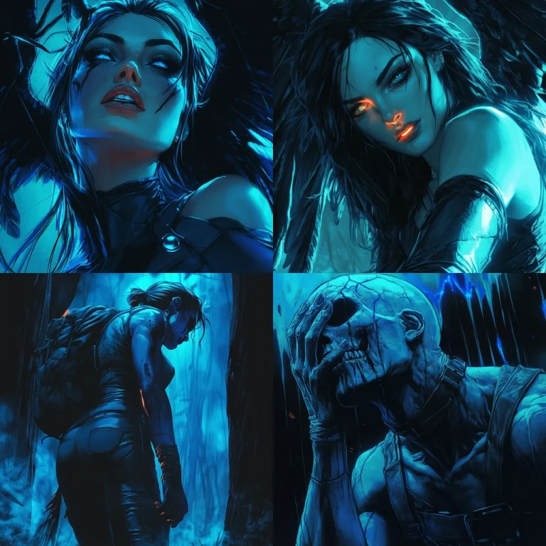 Vivid Neon Cyan Shadows - Midjourney style sref code