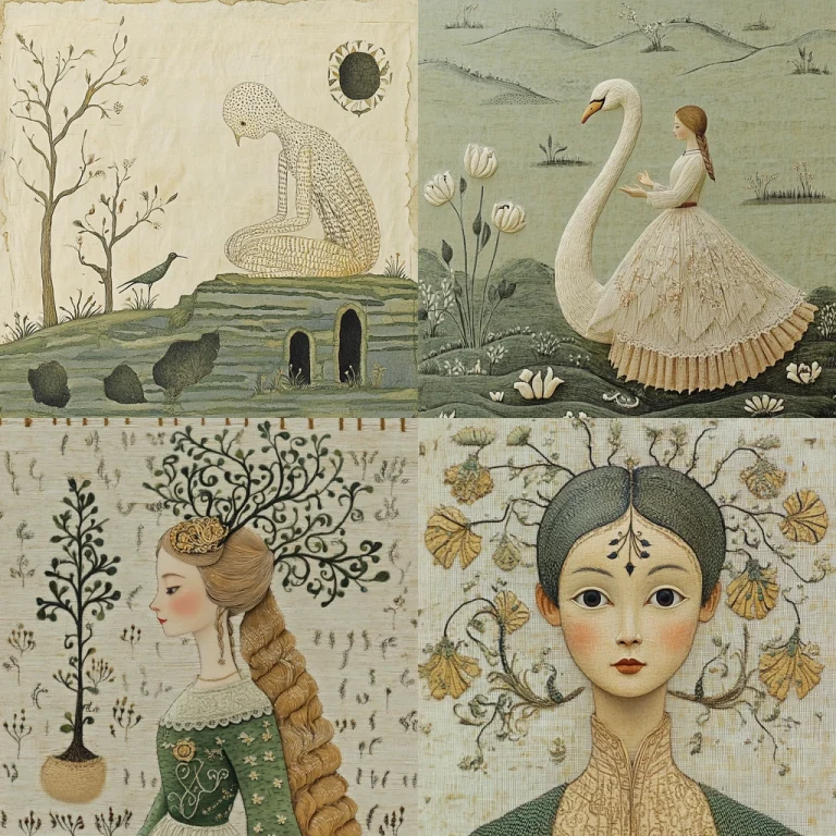 Intricate Earthy Tones with Folk Texture - Midjourney style sref code