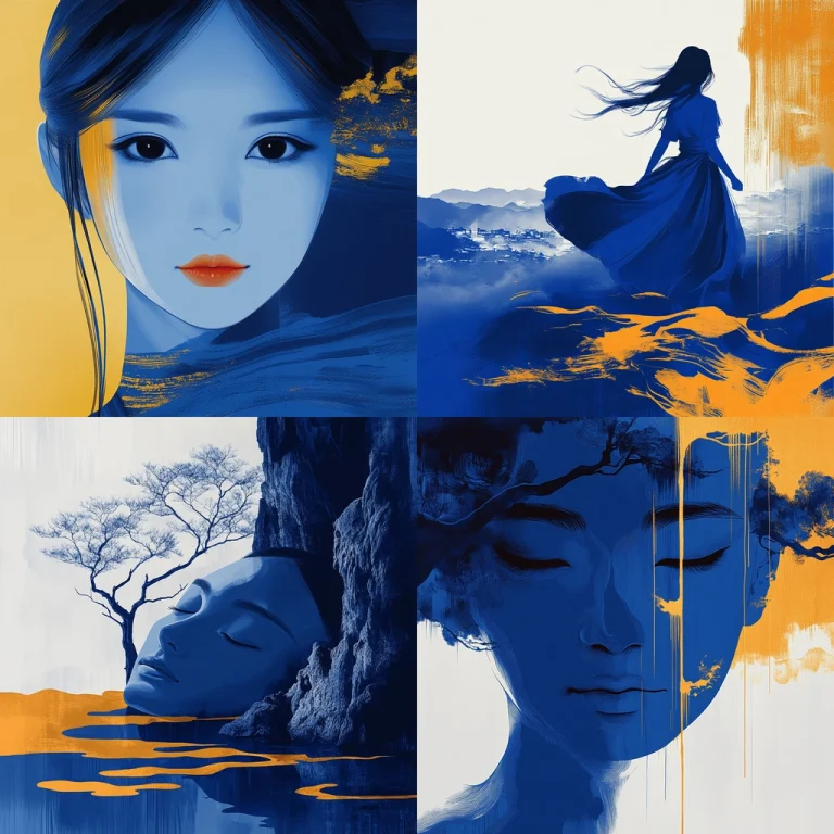 Bold Blue and Orange Contrast - Midjourney style sref code