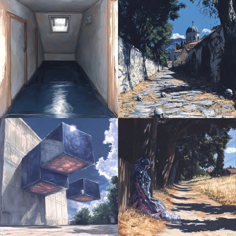 High Contrast Architectural Blues - Midjourney style sref code