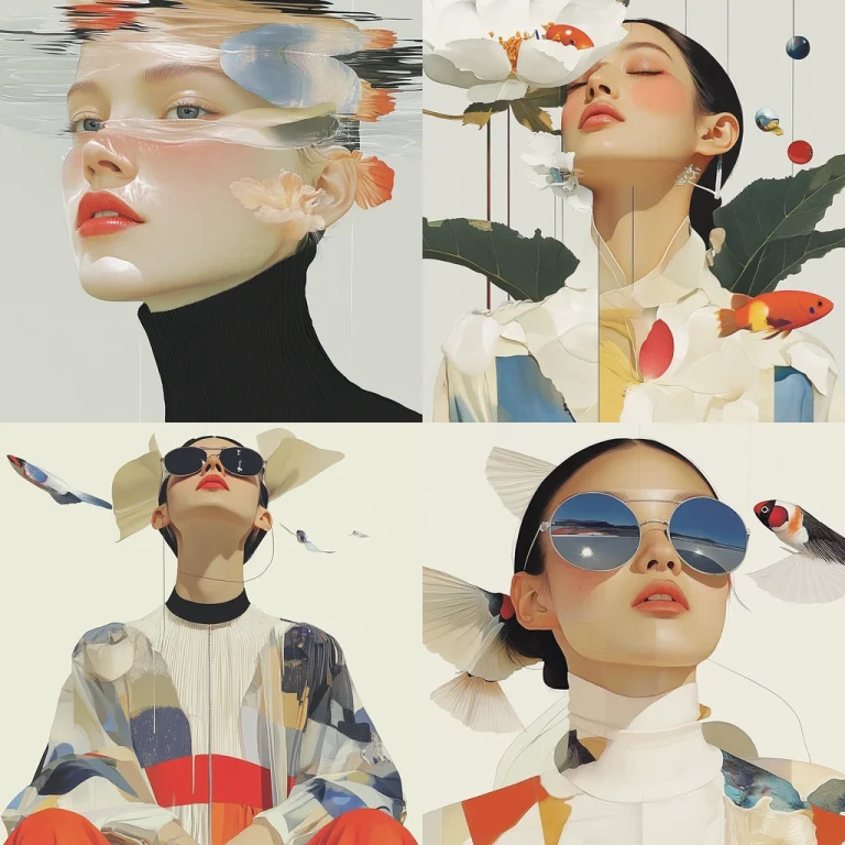 Modern Fish and Floral Fusion - Midjourney style sref code