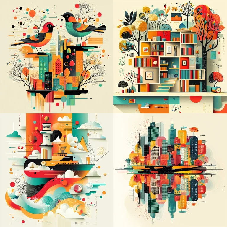 Geometric Vibrant Illustration - Midjourney style sref code