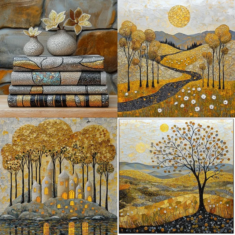 Gold-Accented Textural Landscape - Midjourney style sref code