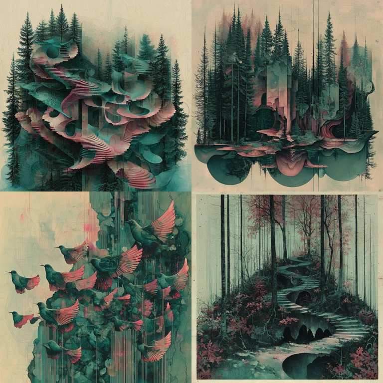 Textured Cyan Forest Phantasm - Midjourney style sref code