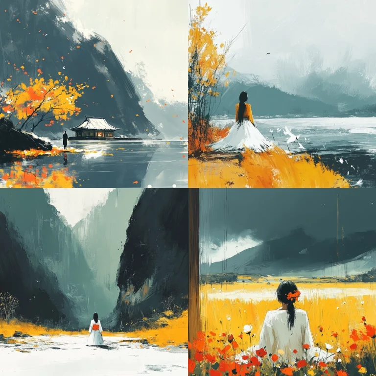 Autumnal Contrast with Soft Brushstrokes - Midjourney style sref code