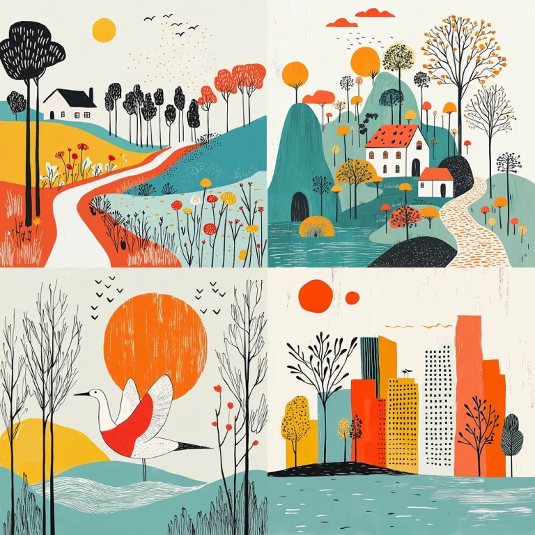 Vivid Flat Color Illustration - Midjourney style sref code