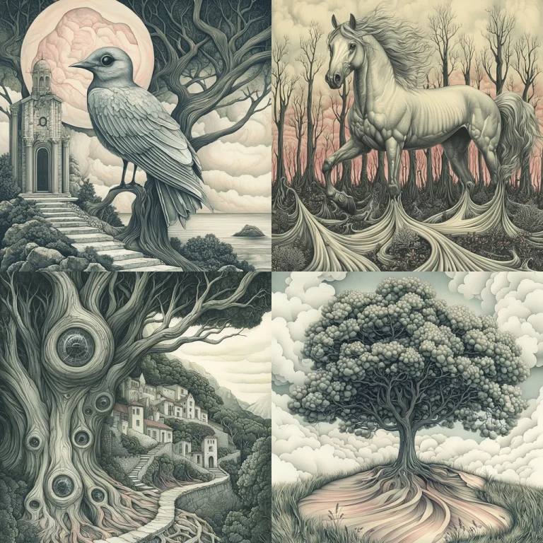 Monochrome Fantasy Landscape - Midjourney style sref code