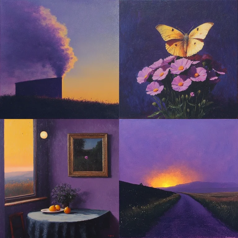 Sunset Indigo Contrast - Midjourney style sref code