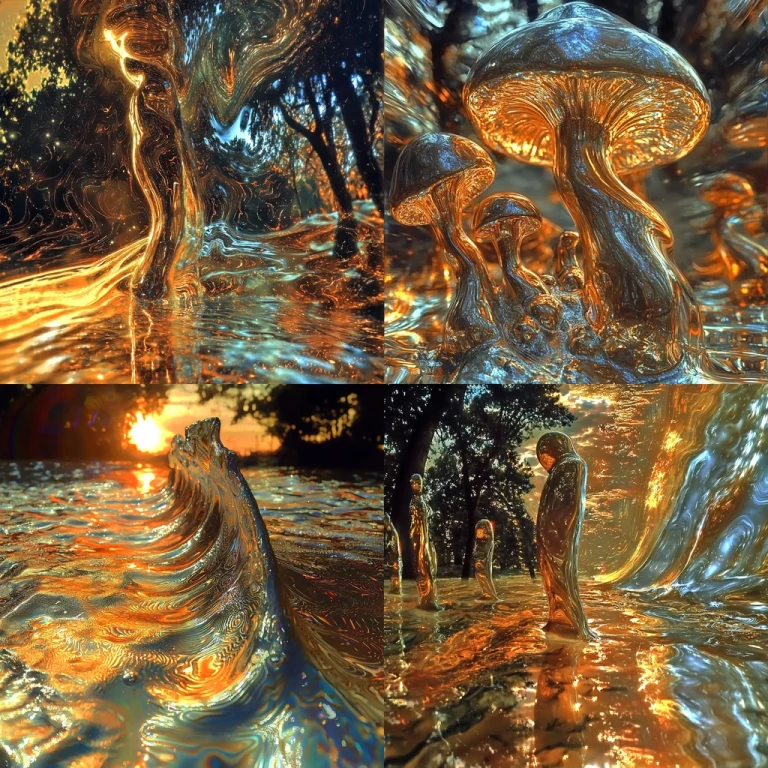 Golden Reflections with Fluid Forms - Midjourney style sref code