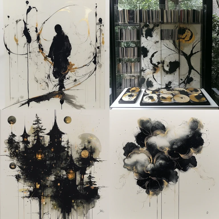 Gold Ink Contrast Technique - Midjourney style sref code