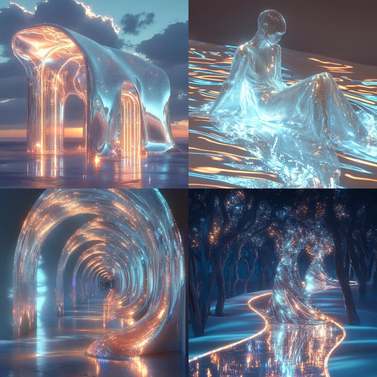 Luminous Blue Metallic Fluidity - Midjourney style sref code