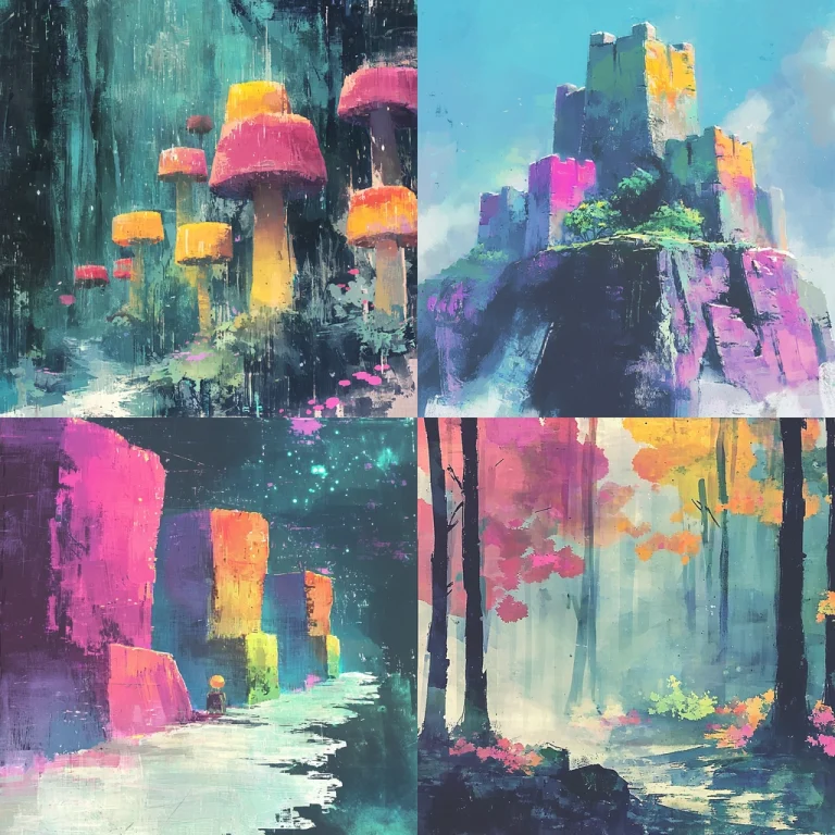 Vivid Brush Textured Landscape - Midjourney style sref code