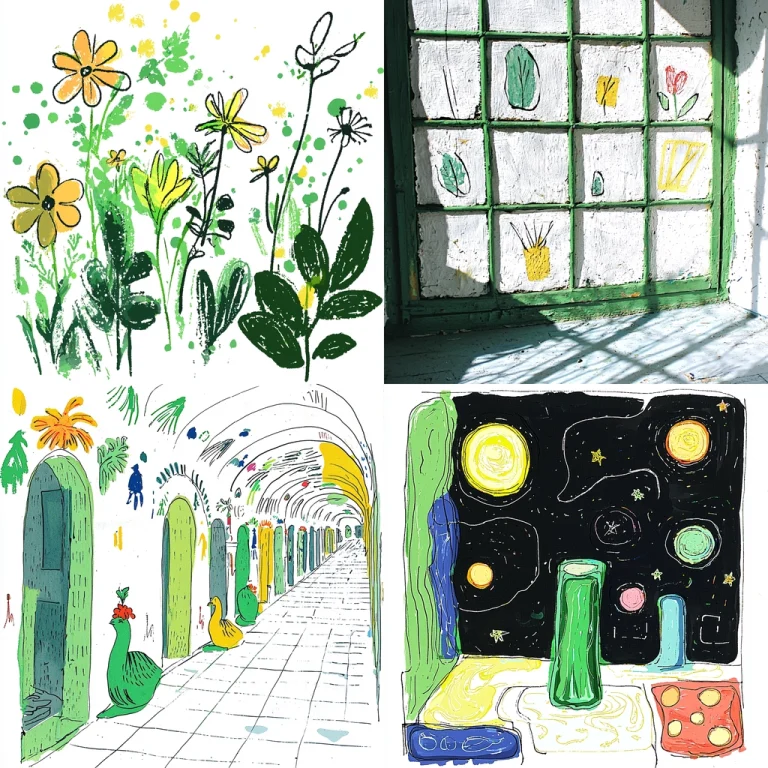 Vivid Green Line Art - Midjourney style sref code