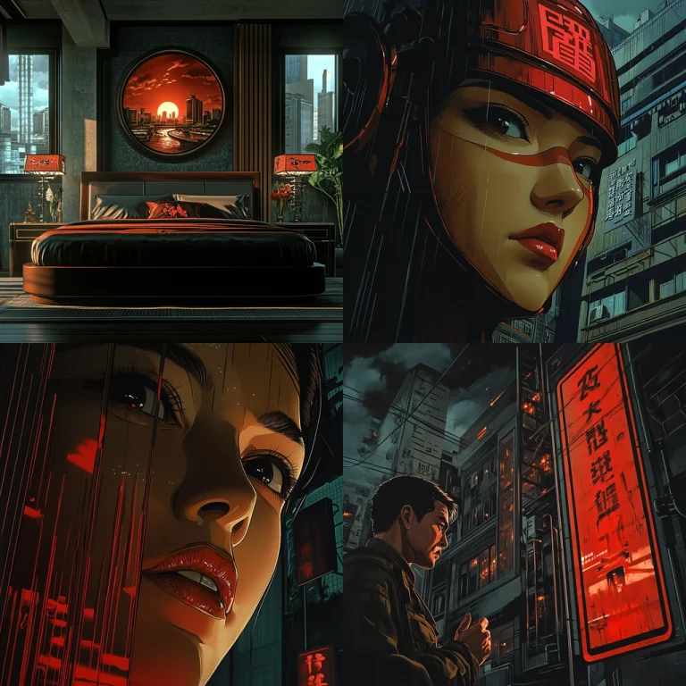 Red Neon Urban Contrast - Midjourney style sref code