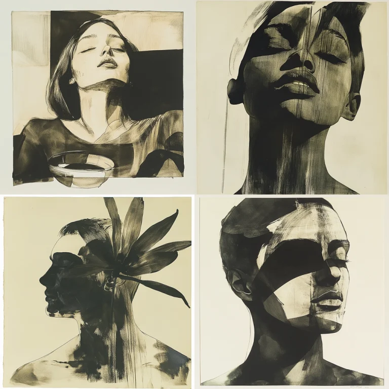 Monochrome Brushstroke Elegance - Midjourney style sref code