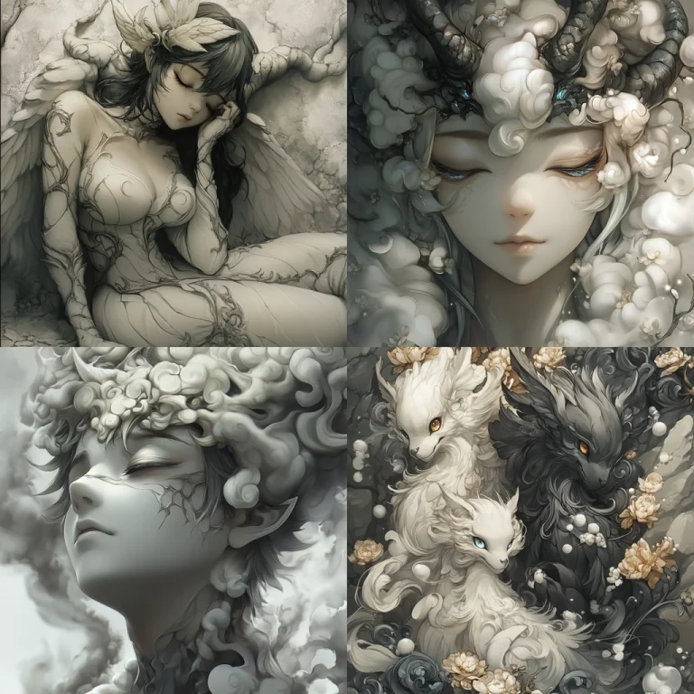 Ethereal Ink Flow with Gray Hues - Midjourney style sref code