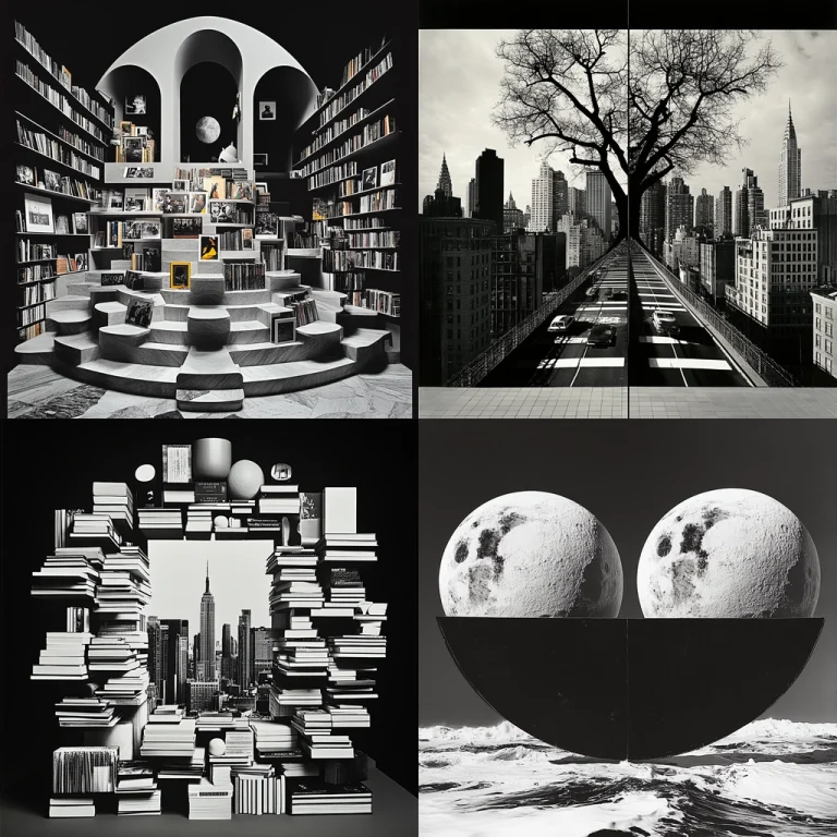 Monochrome Geometric Surrealism - Midjourney style sref code