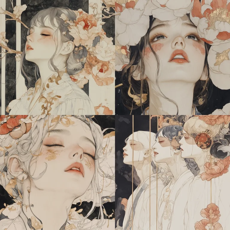 Muted Floral Ink Aesthetic - Midjourney style sref code