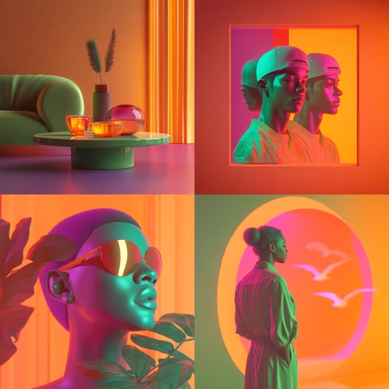 Vivid Neon Gradient Minimalism - Midjourney style sref code