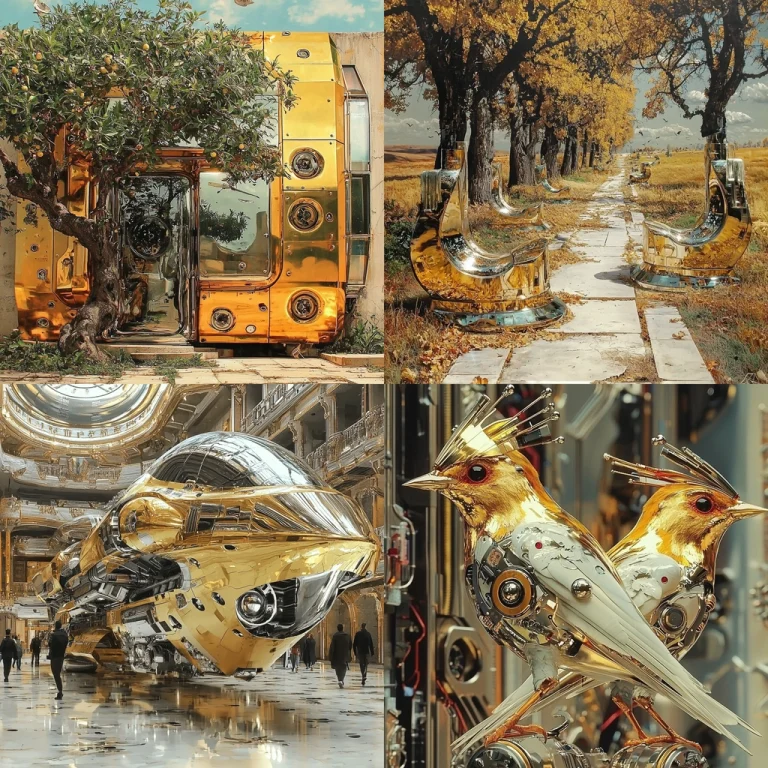 Gold Reflective Robotics - Midjourney style sref code