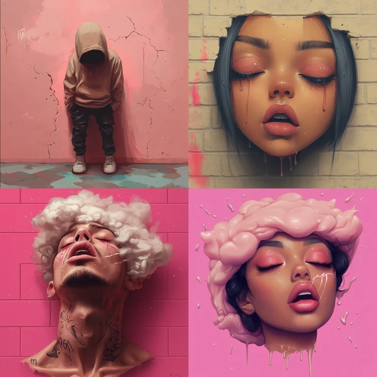 Textured Pink Urban Imagery - Midjourney style sref code