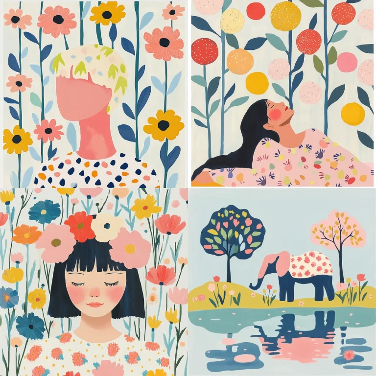 Vibrant Floral Pastel Illustrations - Midjourney style sref code