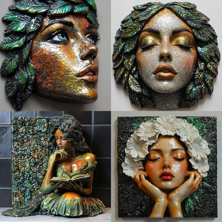 Textured Floral Relief Sculpture - Midjourney style sref code