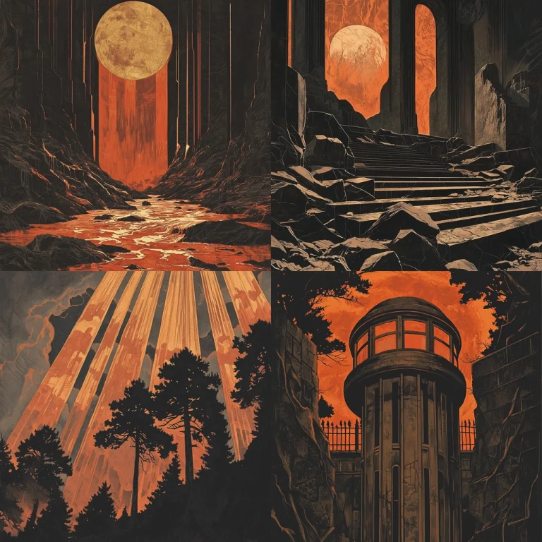 Orange-Black Lunar Landscape - Midjourney style sref code