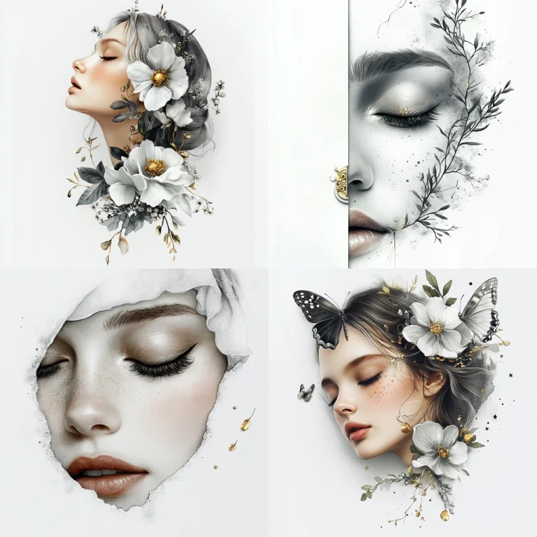 Monochrome Flora Elegance - Midjourney style sref code