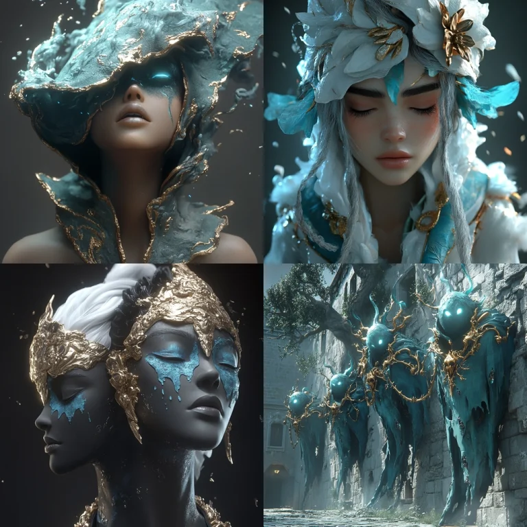 Gold Accented Aqua Fantasy - Midjourney style sref code