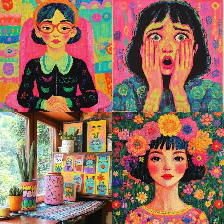 Vibrant Textured Color Block Illustration - Midjourney style sref code