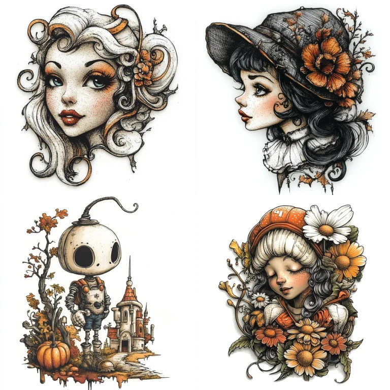 Detailed Ink and Orange Hues - Midjourney style sref code