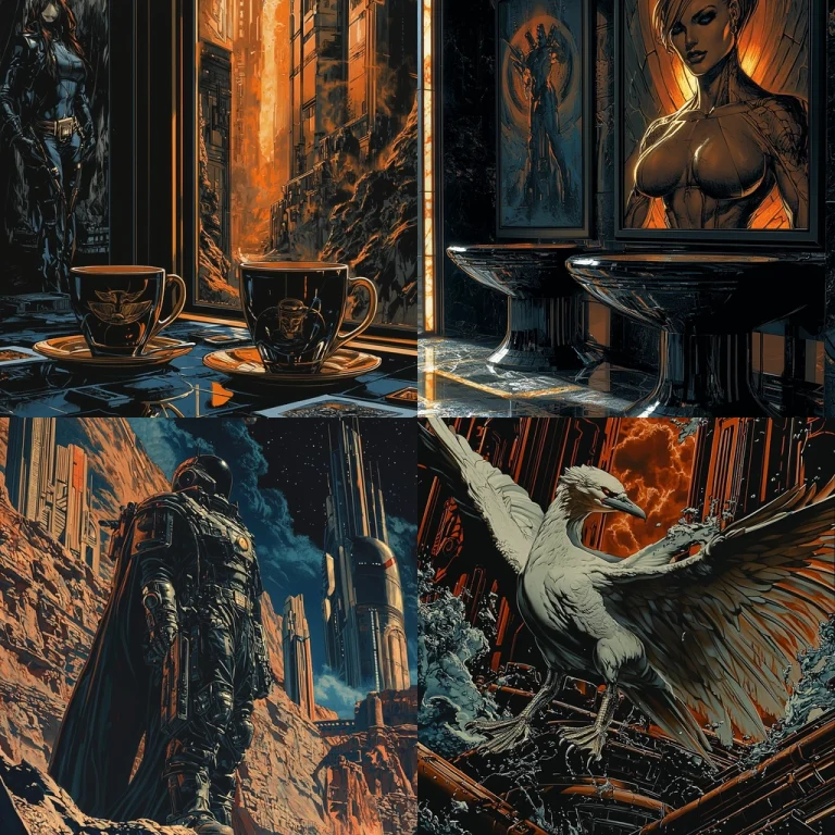 Warm Toned High Contrast Illustration - Midjourney style sref code