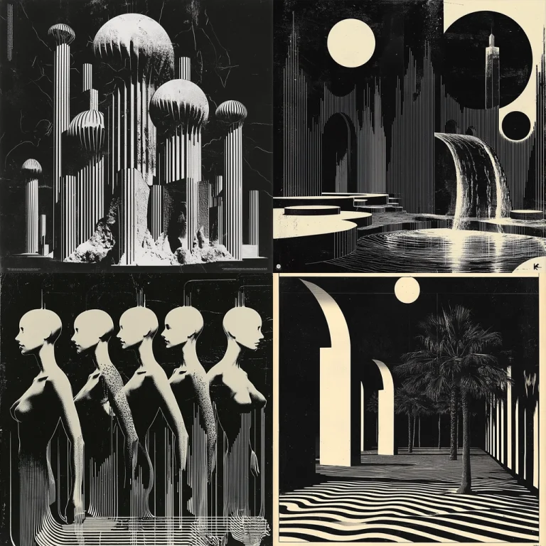 Monochrome Futuristic Black and White - Midjourney style sref code