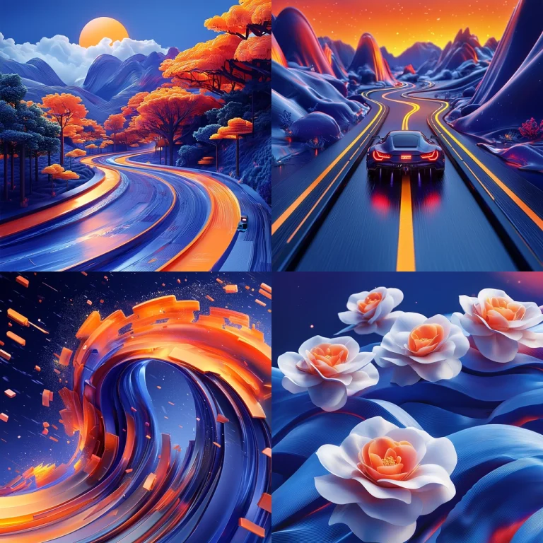 Vivid Blue and Orange Scenes - Midjourney style sref code