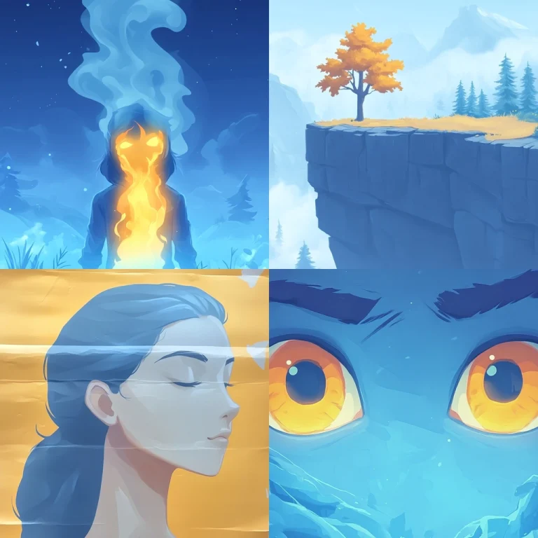 Vibrant Blue Flame and Warm Yellow - Midjourney style sref code