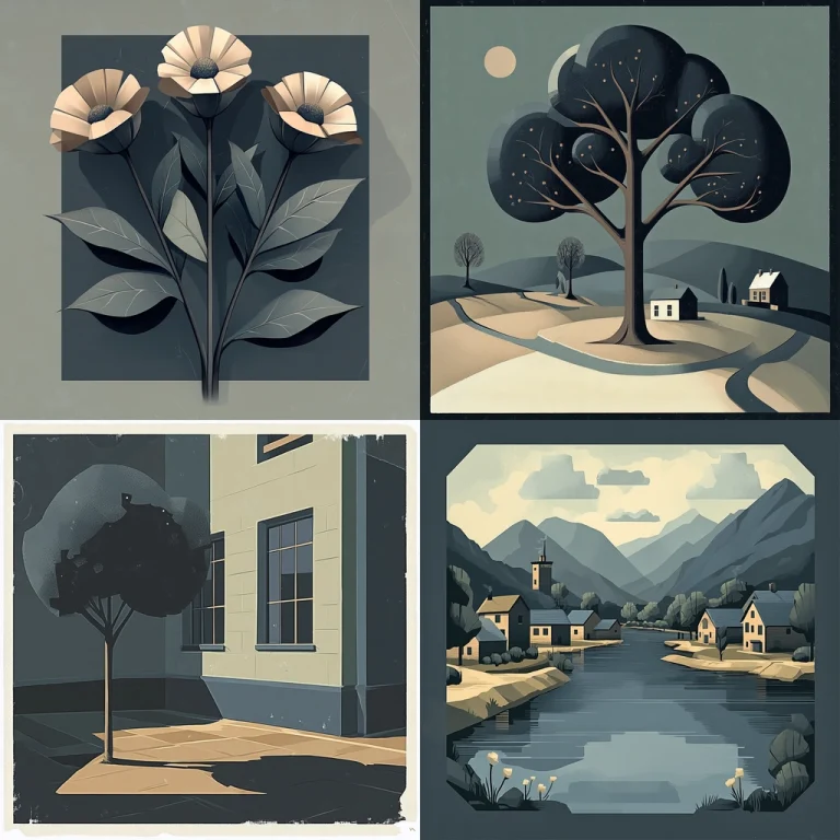 Graphic Minimalist Landscape - Midjourney style sref code