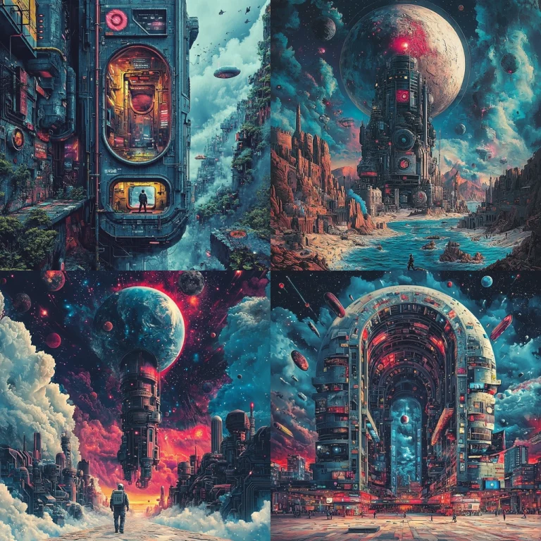 Neon Futuristic Cosmic Landscape - Midjourney style sref code