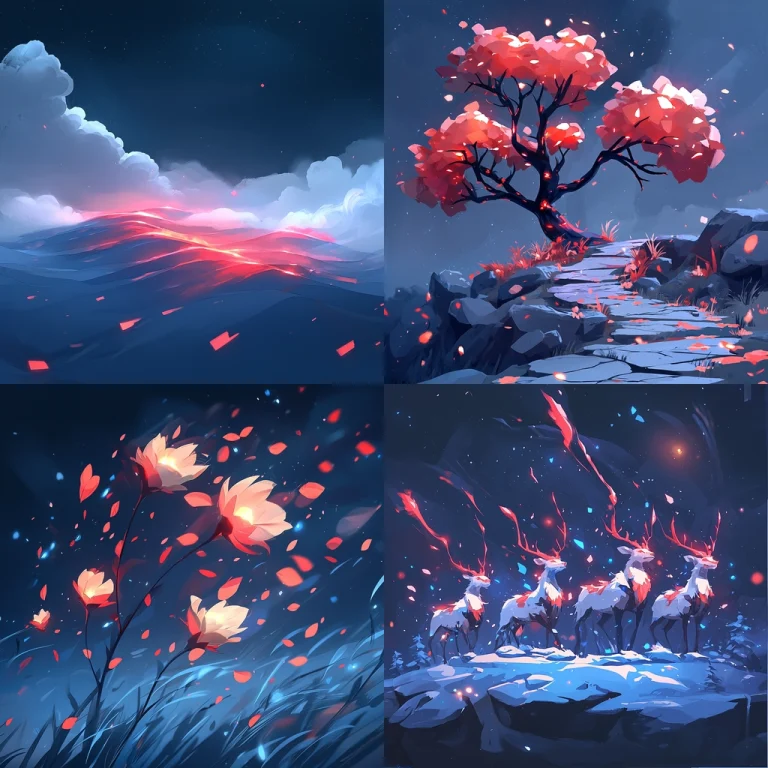 Dark Blue and Red Contrast - Midjourney style sref code