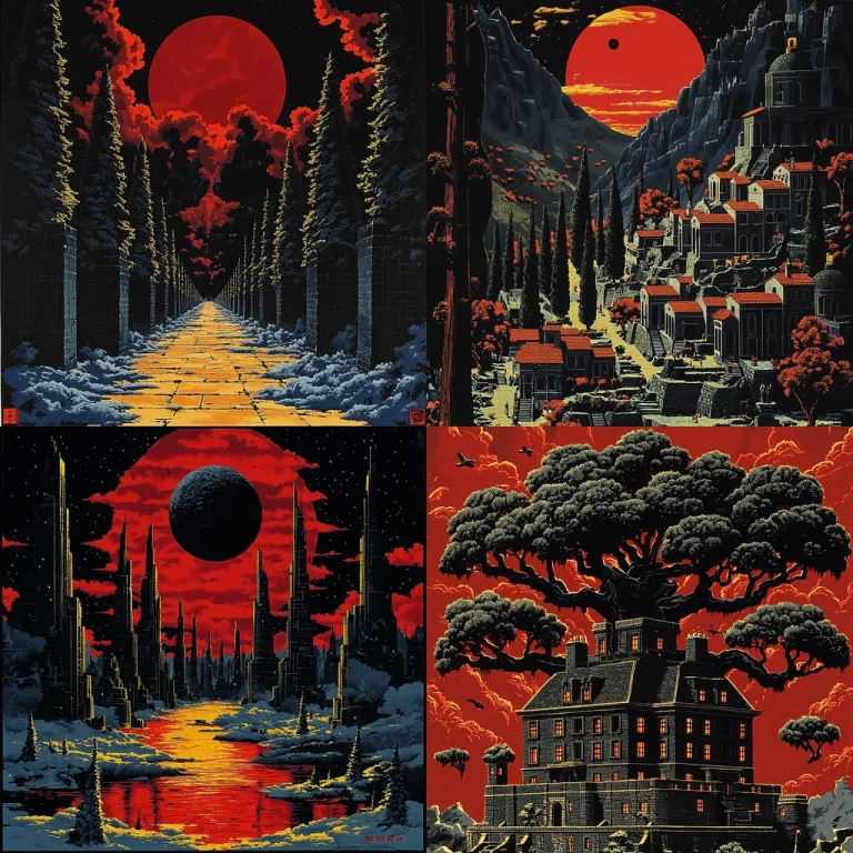 Dark Red Fantasy Landscape - Midjourney style sref code