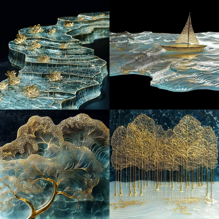 Golden Transparent Layering - Midjourney style sref code