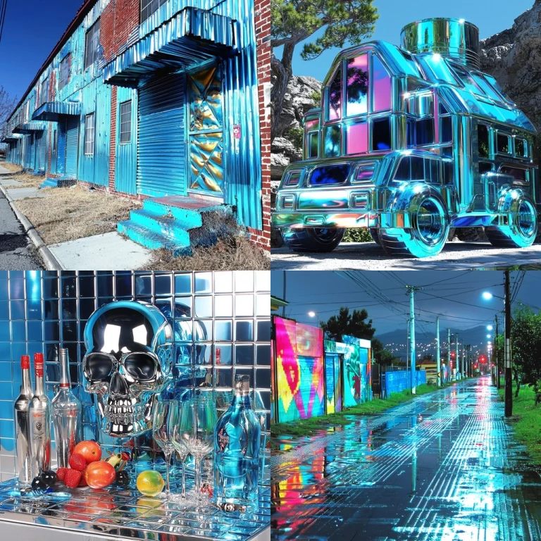 Reflective Metallic Surfaces - Midjourney style sref code