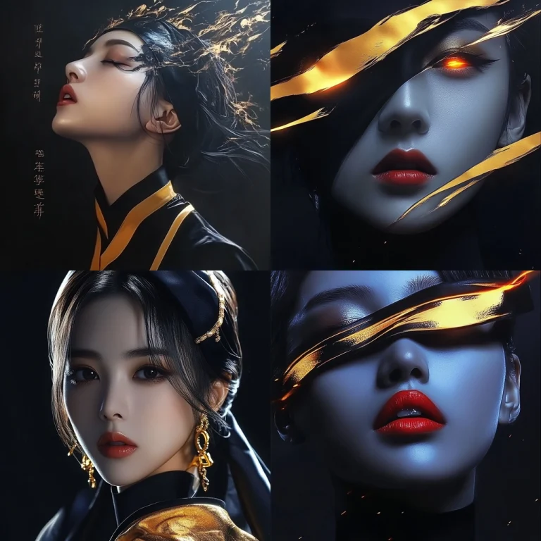 Gold Accents with Dramatic Lighting - Midjourney style sref code