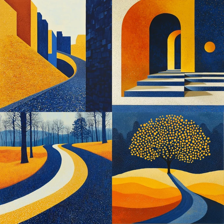 Blue and Yellow Geometric Contrast - Midjourney style sref code