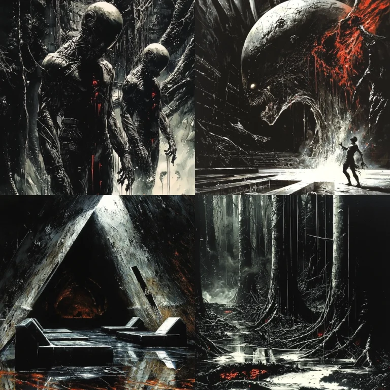 Dark High-Contrast Tech Noir - Midjourney style sref code