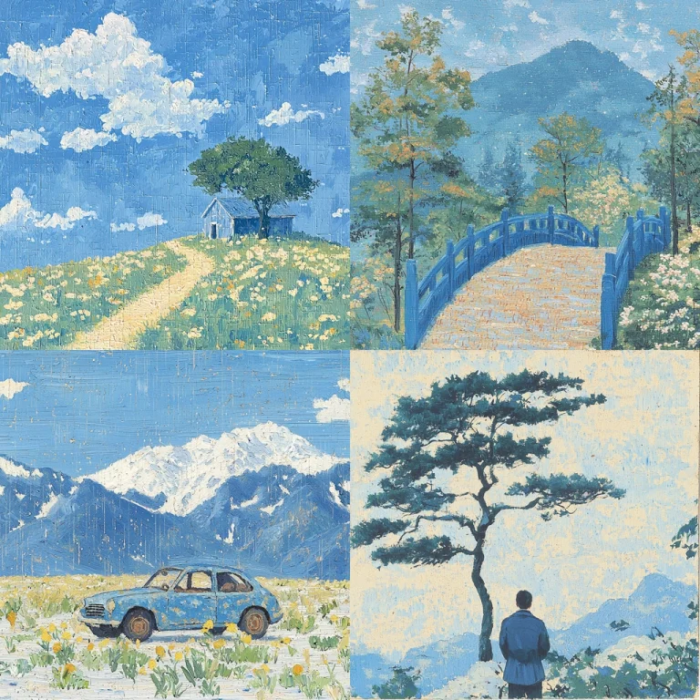 Textured Blue Landscape - Midjourney style sref code