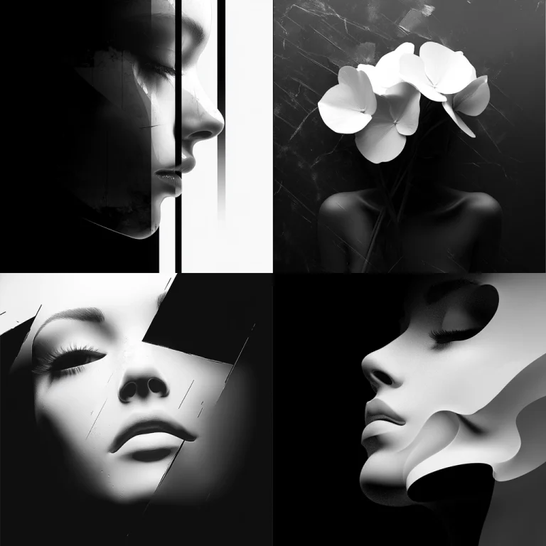 Monochrome Floral Contrast - Midjourney style sref code