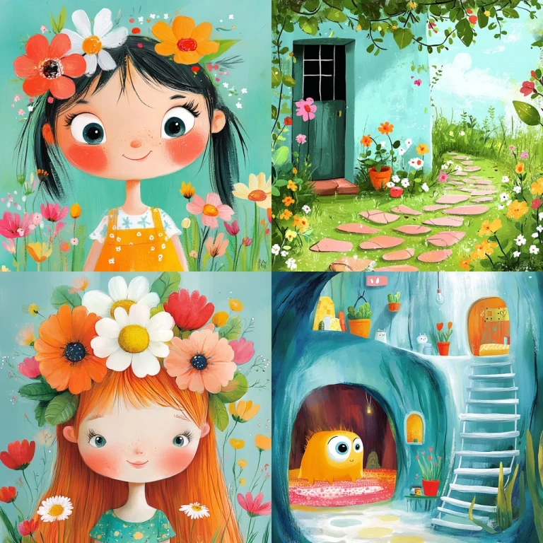 Cheerful Floral Illustration - Midjourney style sref code