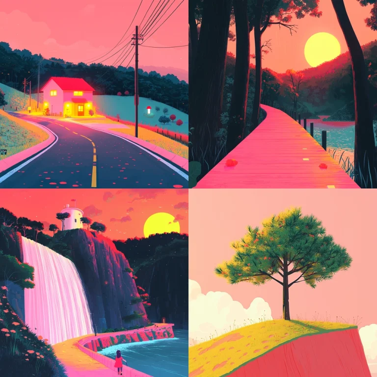 Vibrant Neon Sunset - Midjourney style sref code