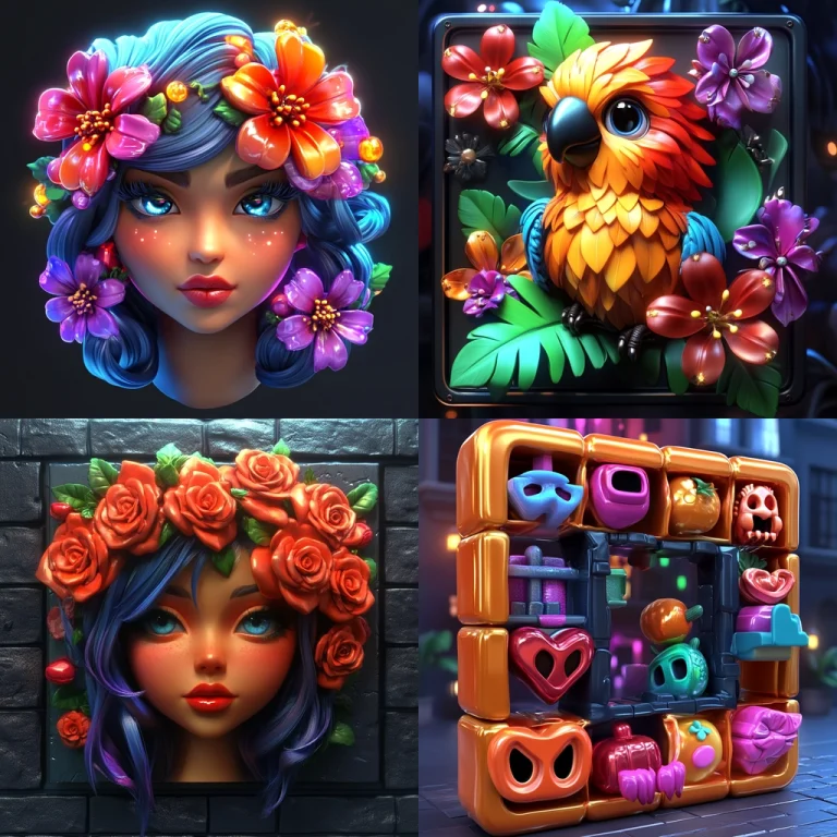 Vivid Floral and Toy-Like Rendering - Midjourney style sref code